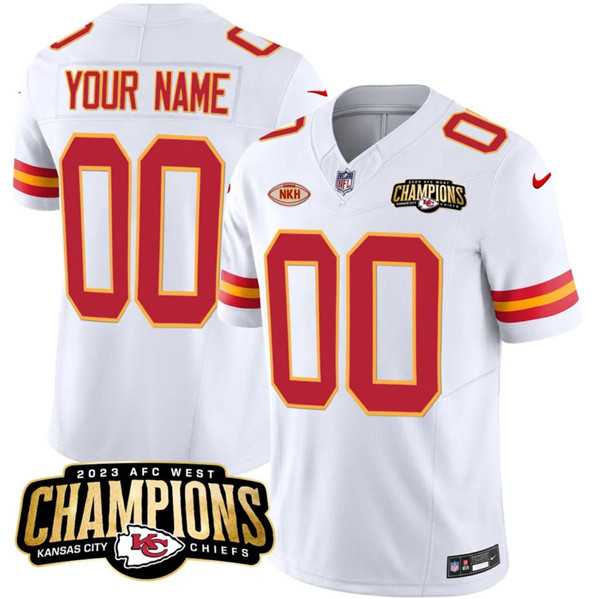 Men & Women & Youth Kansas City Chiefs Active Player Custom White 2023 F.U.S.E. AFC West Champions With NKH Patch Vapor Untouchable Limited Jersey->customized nfl jersey->Custom Jersey